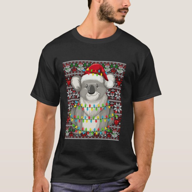 Santa Hat Ugly Christmas Men Women Kids Koala T-Shirt (Front)