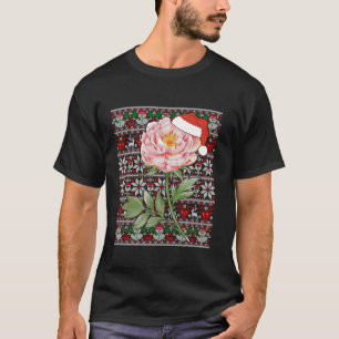 Santa Hat Ugly Christmas Sweater Peony Flower Love