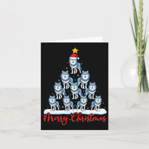 Santa Hat Ugly Xmas Funny Wolf Christmas Tree Card