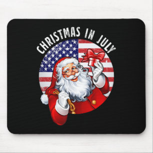 Santa Hat Usa Flag Summer Party Funny Christmas In Mouse Pad