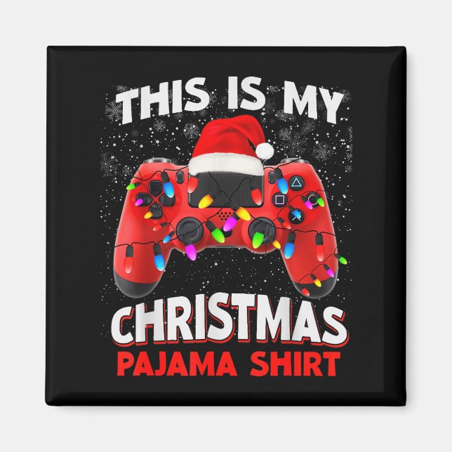 Santa Hat Video Gamer Shirt, This Is My Christmas  Magnet (Front)