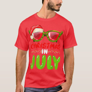 Santa Hat Watermelon Sunglasses Christmas In July  T-Shirt