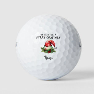Santa Hat We wish you a Merry Christmas Golf Balls