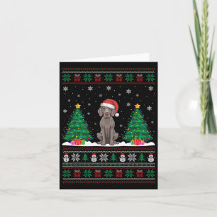 Santa Hat Weimaraner Dog Christmas Tree Lights Ugl Card