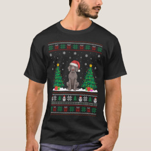 Santa Hat Weimaraner Dog Christmas Tree Lights Ugl T-Shirt