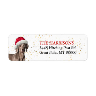 Santa Hat Weimaraner Dog Return Address Label