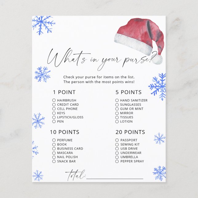 Santa hat - what's in your purse (Front)