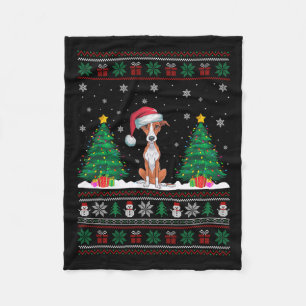 Santa Hat Whippet Dog Christmas Tree Lights Ugly S Fleece Blanket