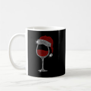 Santa Hat Wine Bling Christmas Rhinestone Bling T- Coffee Mug