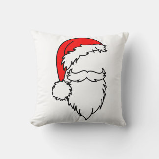 Santa Hat with Beard Throw Pillow