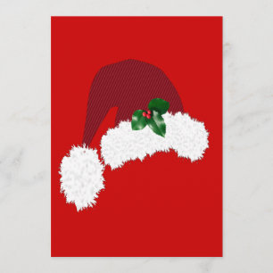 Santa Hat with Holly Invitation