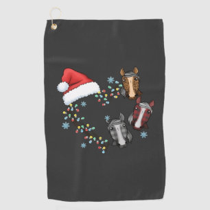 Santa Hat With Horses Equestrian Santa Christmas Golf Towel