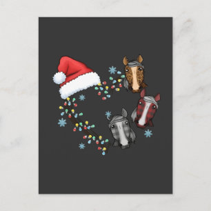 Santa Hat With Horses Equestrian Santa Christmas Invitation Postcard