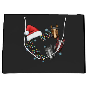 Santa Hat With Horses Equestrian Santa Christmas Large Gift Bag