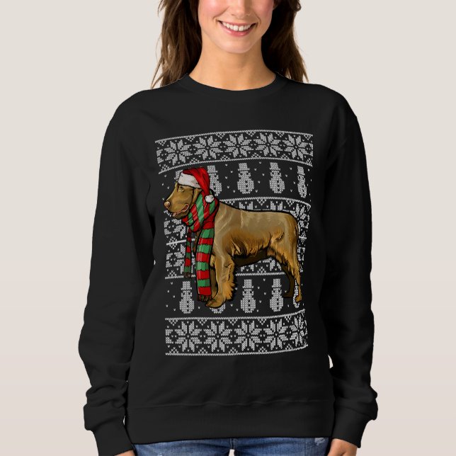 Santa Hat Xmas Boykin Spaniel Ugly Christmas Sweatshirt (Front)