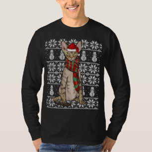 Santa Hat Xmas Devon Rex Cat Ugly Christmas T-Shirt