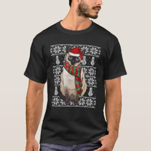 Santa Hat Xmas Siamese Cat Ugly Christmas Swea T-Shirt