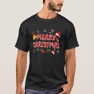 Santa Hat Xmas Socks Candy Merry Christmas Family T-Shirt