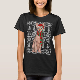 Santa Hat Xmas Sphynx Cat Ugly Christmas T-Shirt