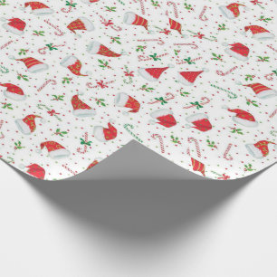 Santa Hats and Candy Canes Wrapping Paper