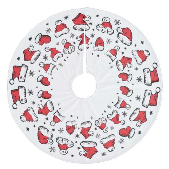 Santa Hats Fleece Tree Skirt (Front)