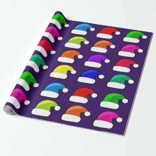 santa hats wrapping paper