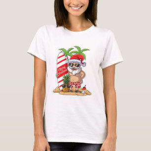 Santa Hawaiian Surfing Christmas Summer Surf Hawai T-Shirt