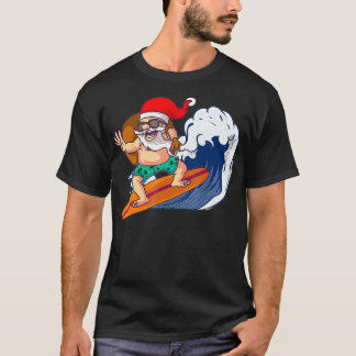 Santa Hawaiian Surfing Summer Surf  T-Shirt