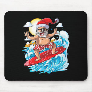 Santa Hawaiian Surfing T Shirt Christmas Summer Su Mouse Pad