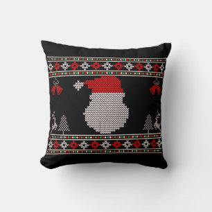 Santa Head Holiday Knit Christmas Ugly Sweater Cushion