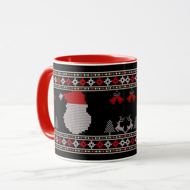 Santa Head Holiday Knit Christmas Ugly Sweater  Mug (Front Left)