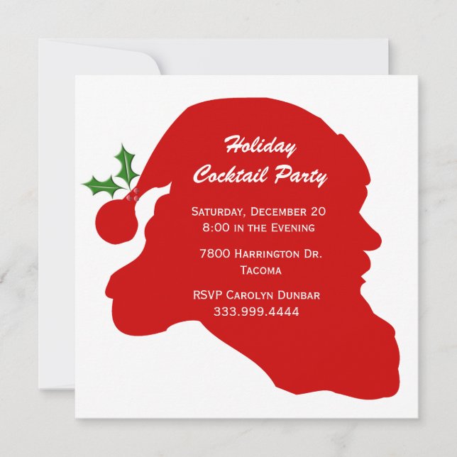 Santa Head Holiday Party Invitation (Front)