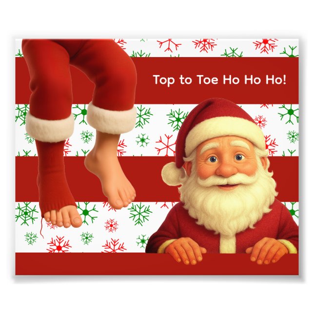 Santa Head & Legs North Pole Fun Christmas DesigN Photo Print (Front)