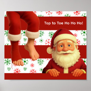 Santa Head & Legs North Pole Fun Christmas DesigN Poster
