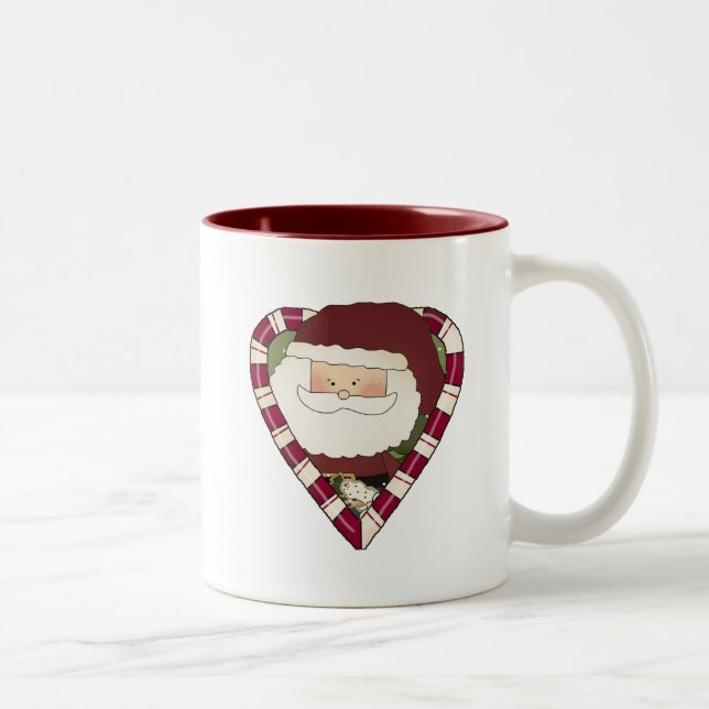 Santa Heart Holiday Tshirts and Gifts Two-Tone Coffee Mug (Right)