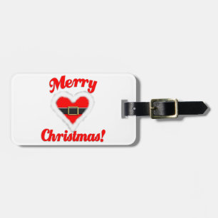 santa heart luggage tag