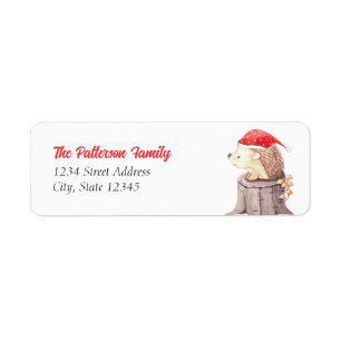 Santa Hedgehog Christmas Return Address Label
