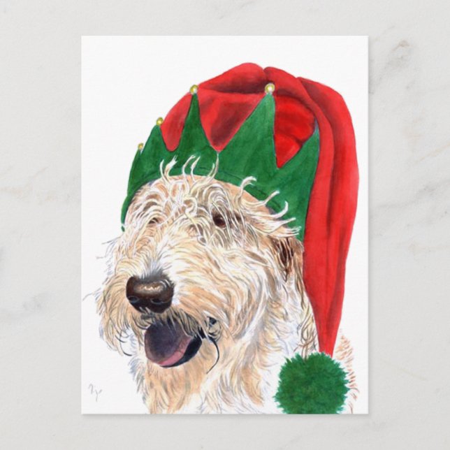 Santa Helper Labradoodle Post Cards (Front)