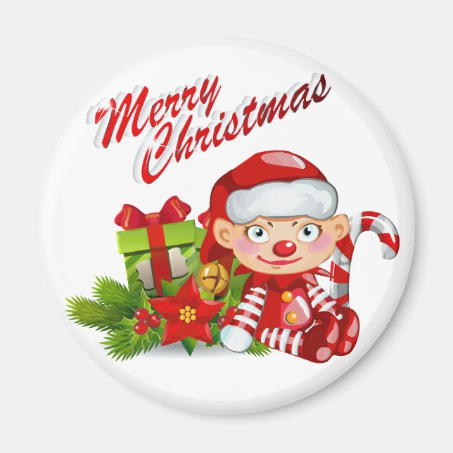 Santa Helper Standard, 2¼ Inch Round Magnet (Front)