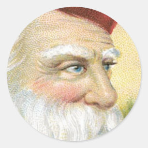 Santa, "He's Looking for You!" Classic Round Sticker