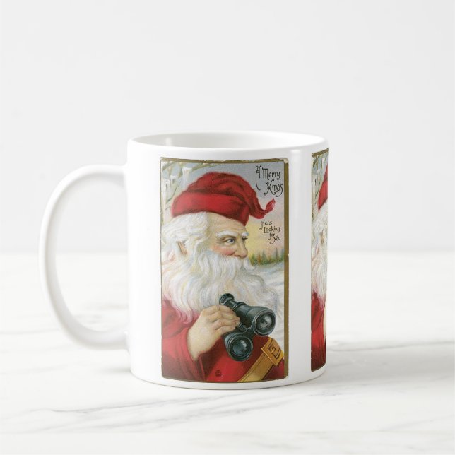 Santa, "He's Looking for You!" Coffee Mug (Left)