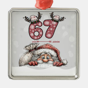 Santa Hiding from Six Seven Christmas Ornament