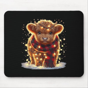 Santa Highland Cow Christmas Xmas Baby Wooly Farm  Mouse Pad