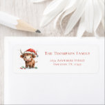 Santa Highland Cow Return Name Address Christmas Label<br><div class="desc">Santa Highland Cow Return Name Address Christmas. Add some colourful festive cuteness to your Holiday mailings with this charming baby highland cow in a Santa Hat design,   with your name and return address.   All the text can be easily personalised.</div>