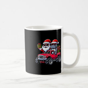 Santa Hippopotamus Riding Monster Truck Christmas  Coffee Mug