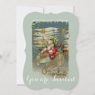 Santa & His Amazing Flying Machine Invitation