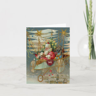 Santa & His Amazing Flying Machine Note Card