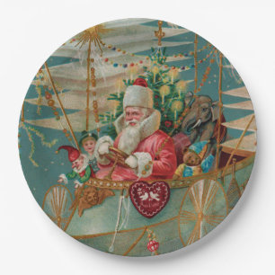 Santa & His Amazing Flying Machine Paper Plates