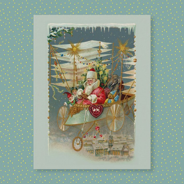 Santa & His Amazing Flying Machine Postcard (Creator Uploaded)