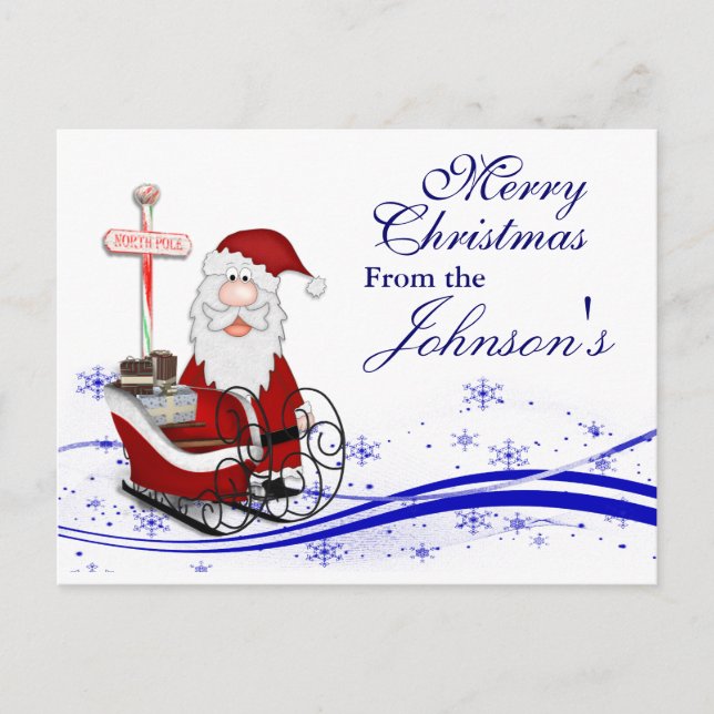 Santa & His Sleigh Christmas Greeting Card (Front)